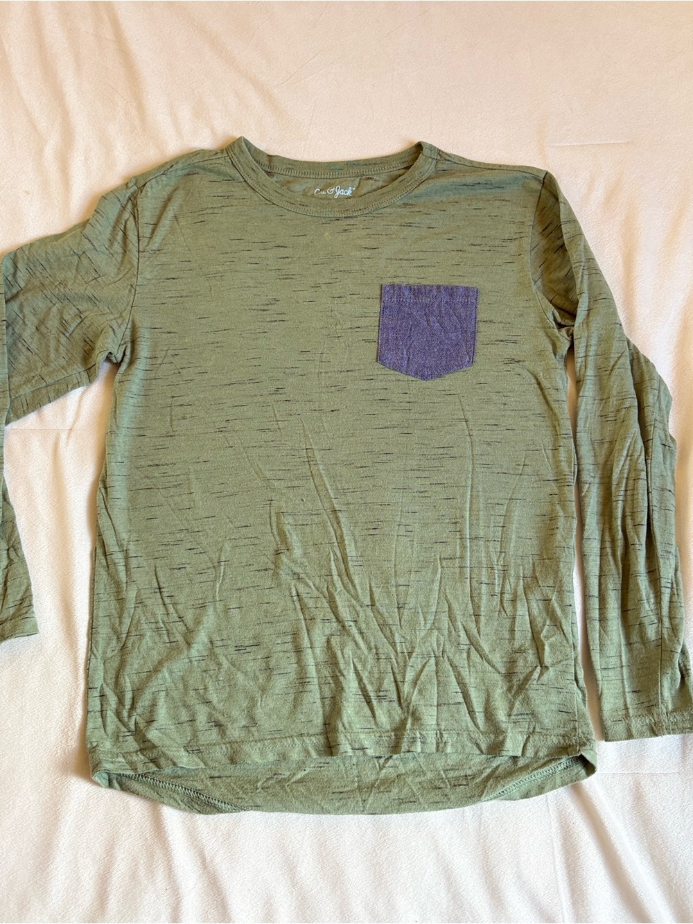 Cat & Jack Olive Green Tee with Subtle Black Slub Details